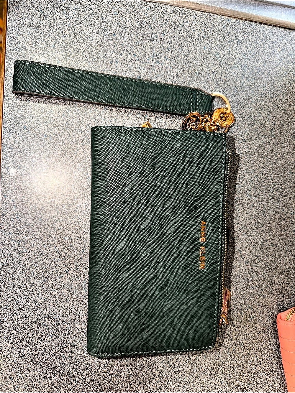 Anne Klein Green Zip-Around Wristlet Wallet